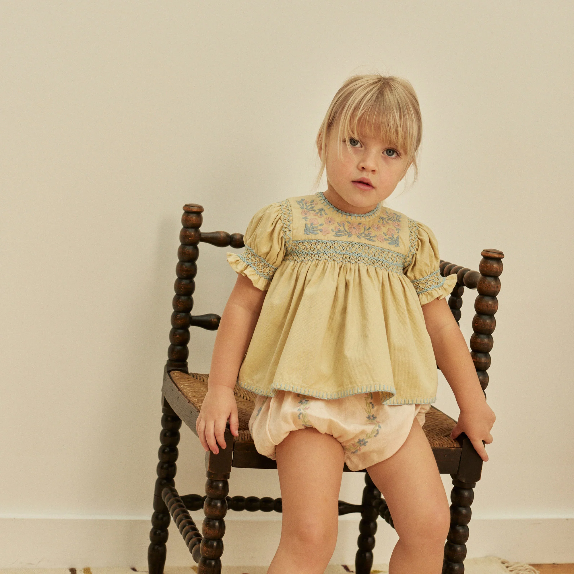 Baby Linen Lula Embroidered Bloomers - Blush - Image 7