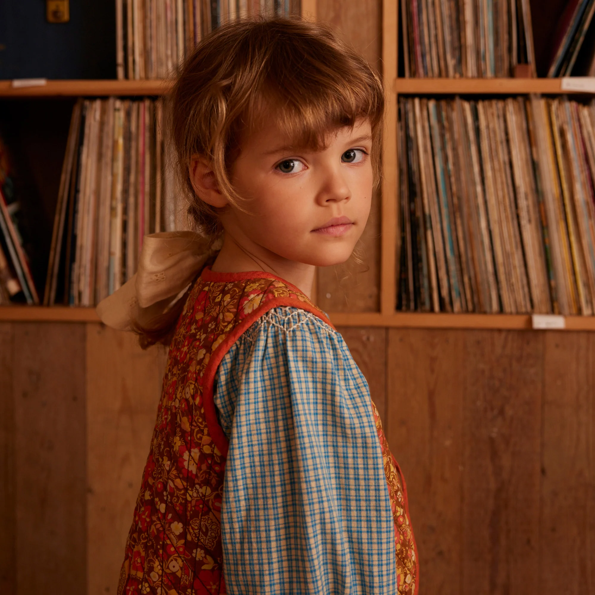 Cotton Cece Smock Dress - Tablecheck Marine - Image 5