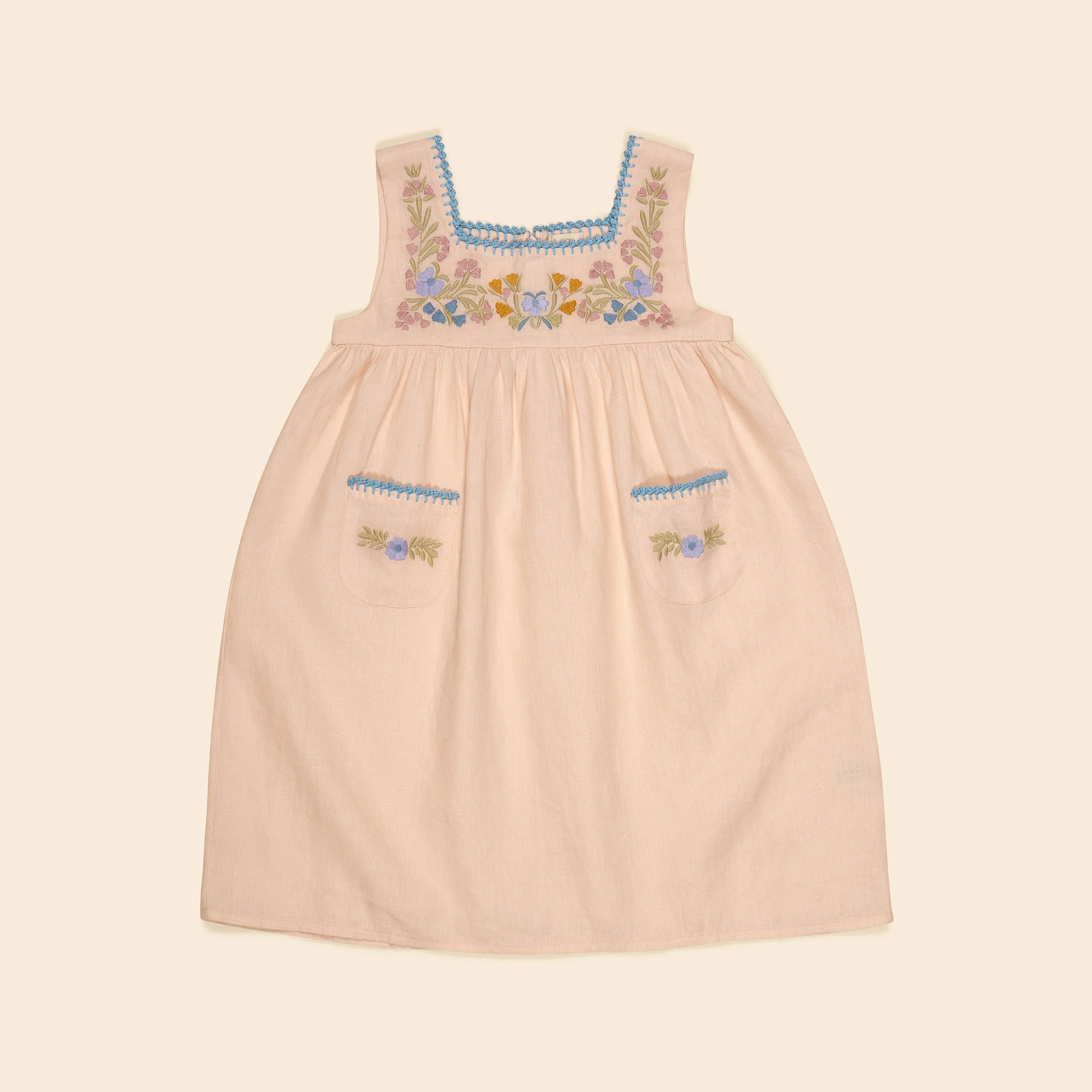 Kids Linen Tabitha Dress - Blush - Image 2