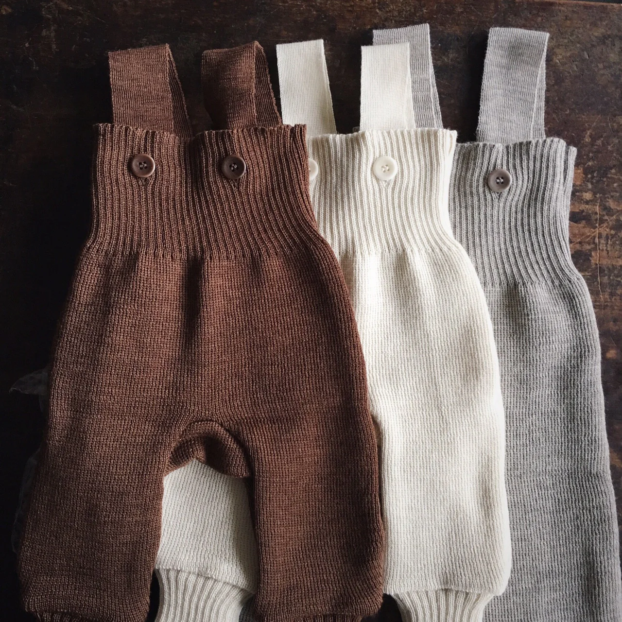 Baby & Kids Merino Wool Dungarees - Natural - Image 3