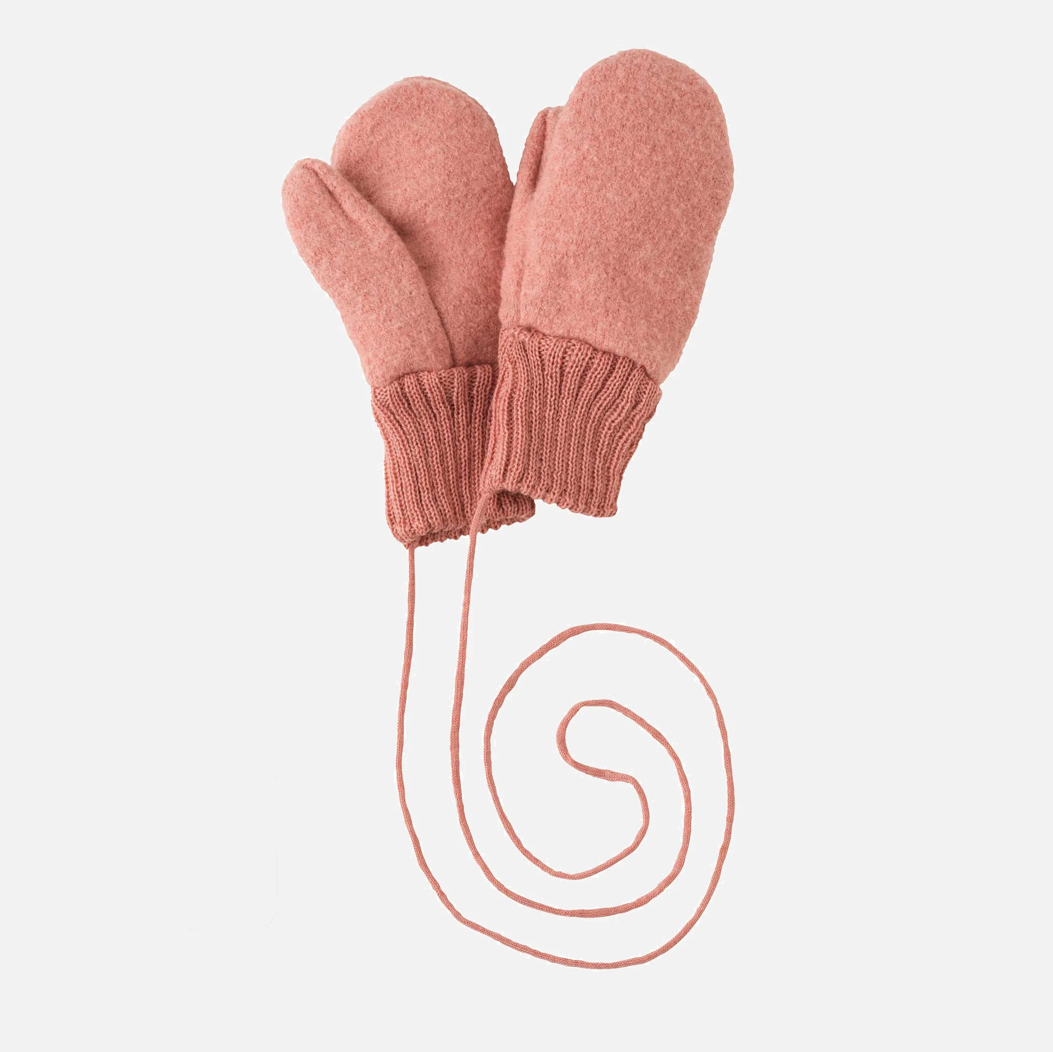 Boiled Merino Wool Mittens - Soft Pink - Image 2
