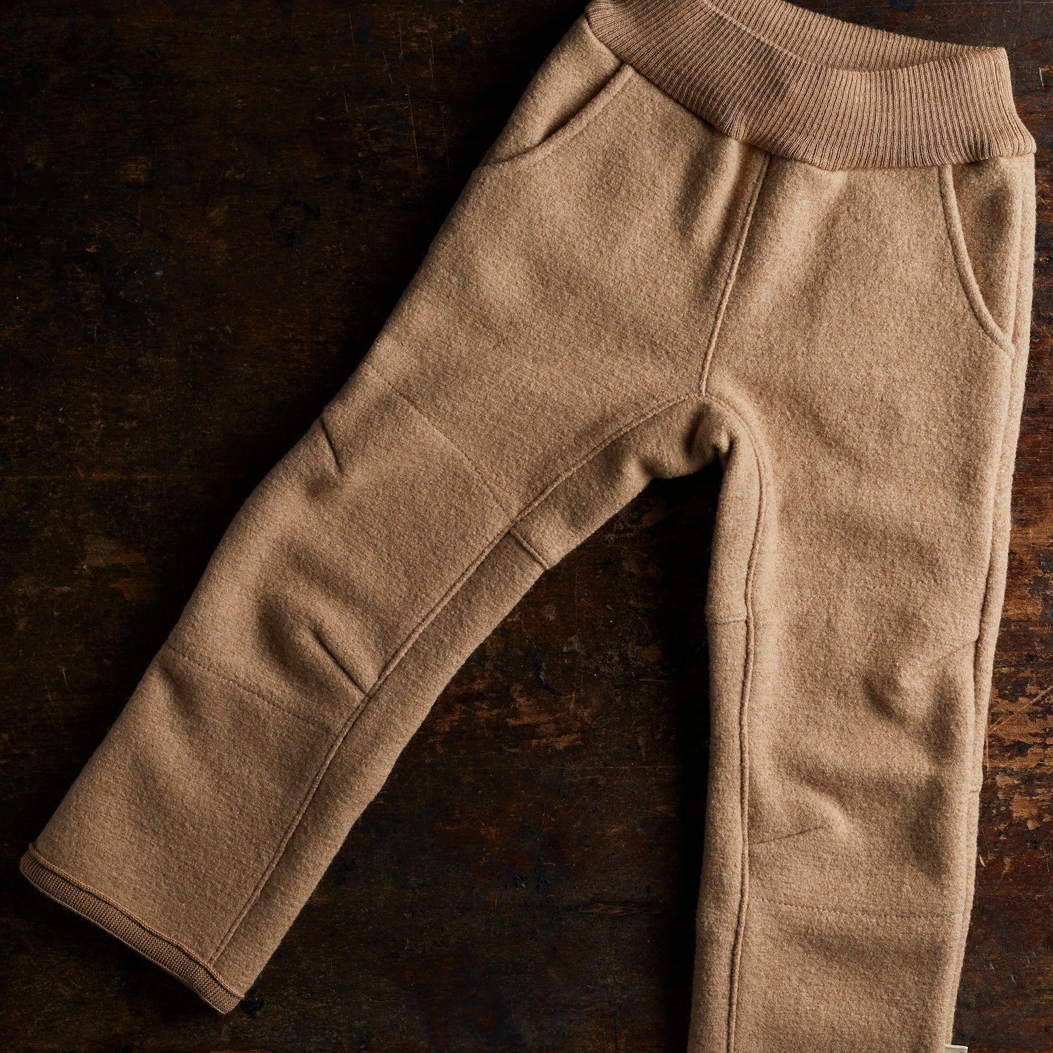 Boiled Wool Pull On Trousers - Caramel - Image 2