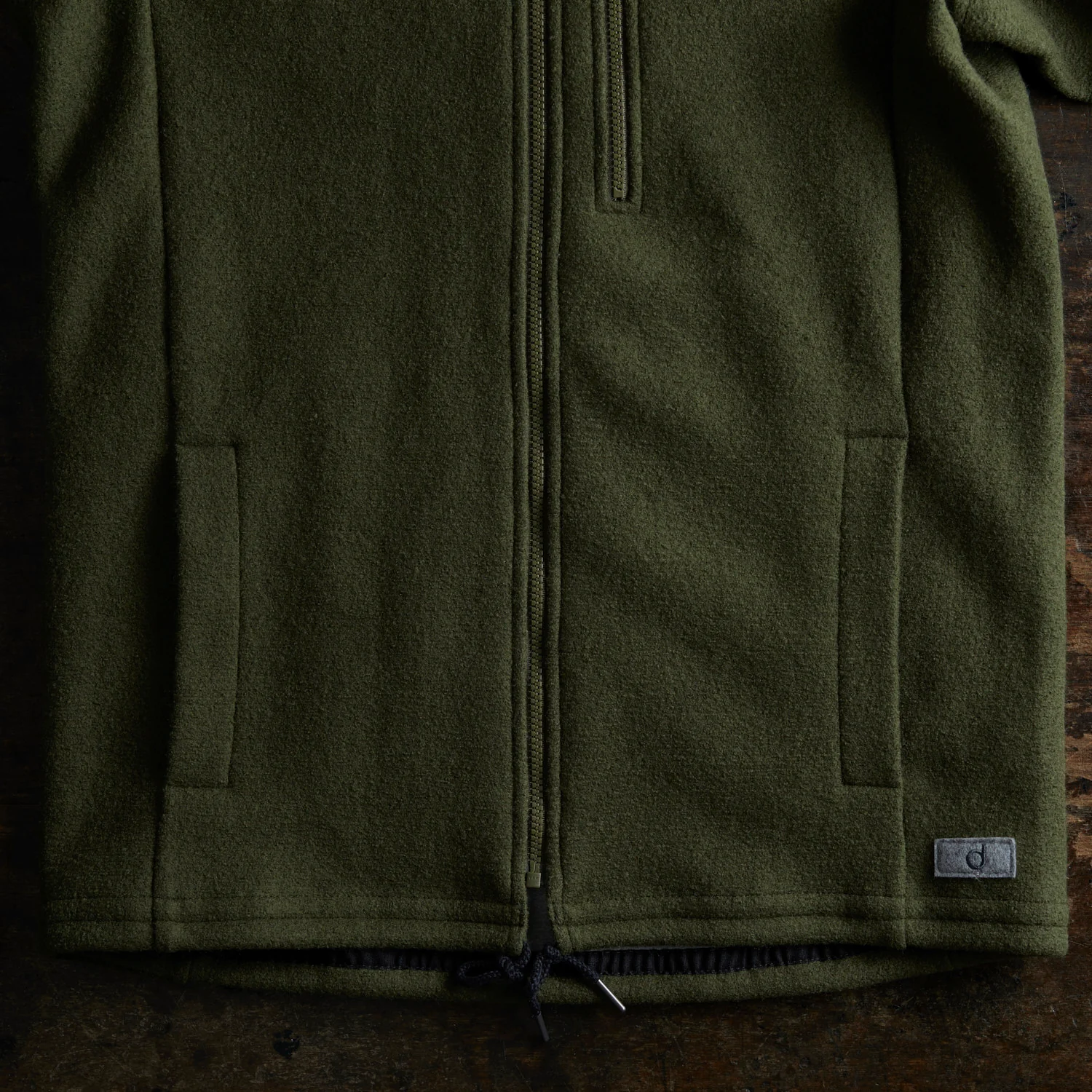 Mens Boiled Merino Wool Jacket - Oliveee - Image 3
