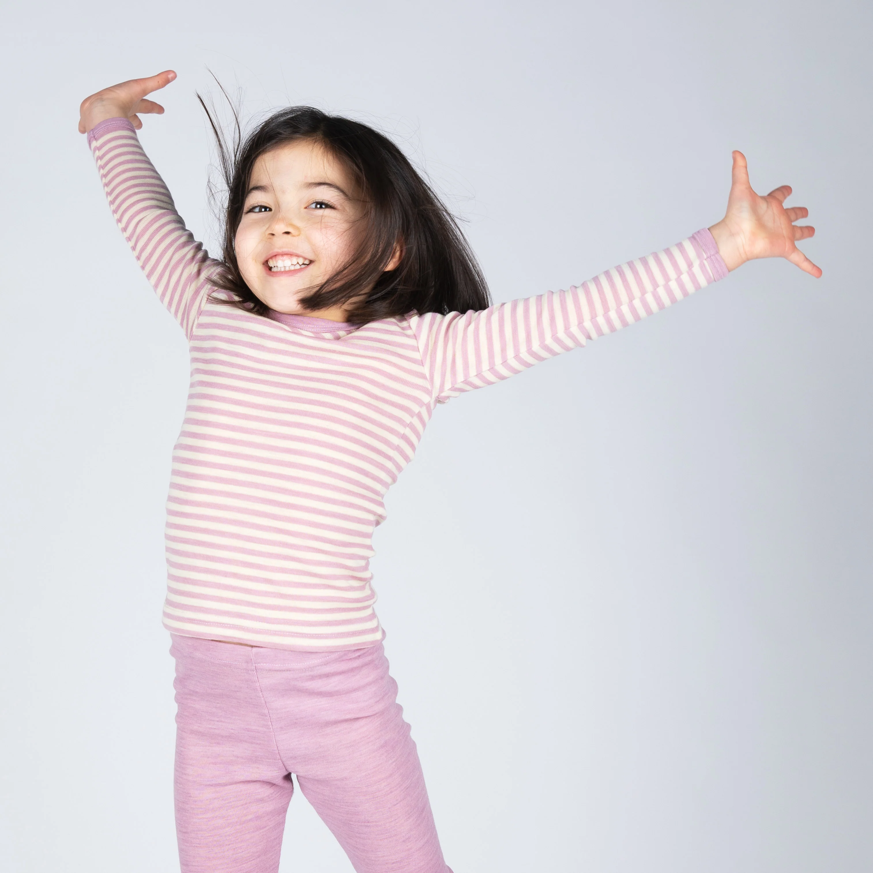 Merino Wool LS Top - Lilac Rose Melange/Natural - Image 3