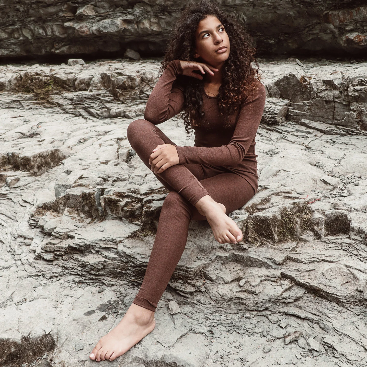 Finch Leggings - Merino Wool & Silk - Squirrel - Image 3