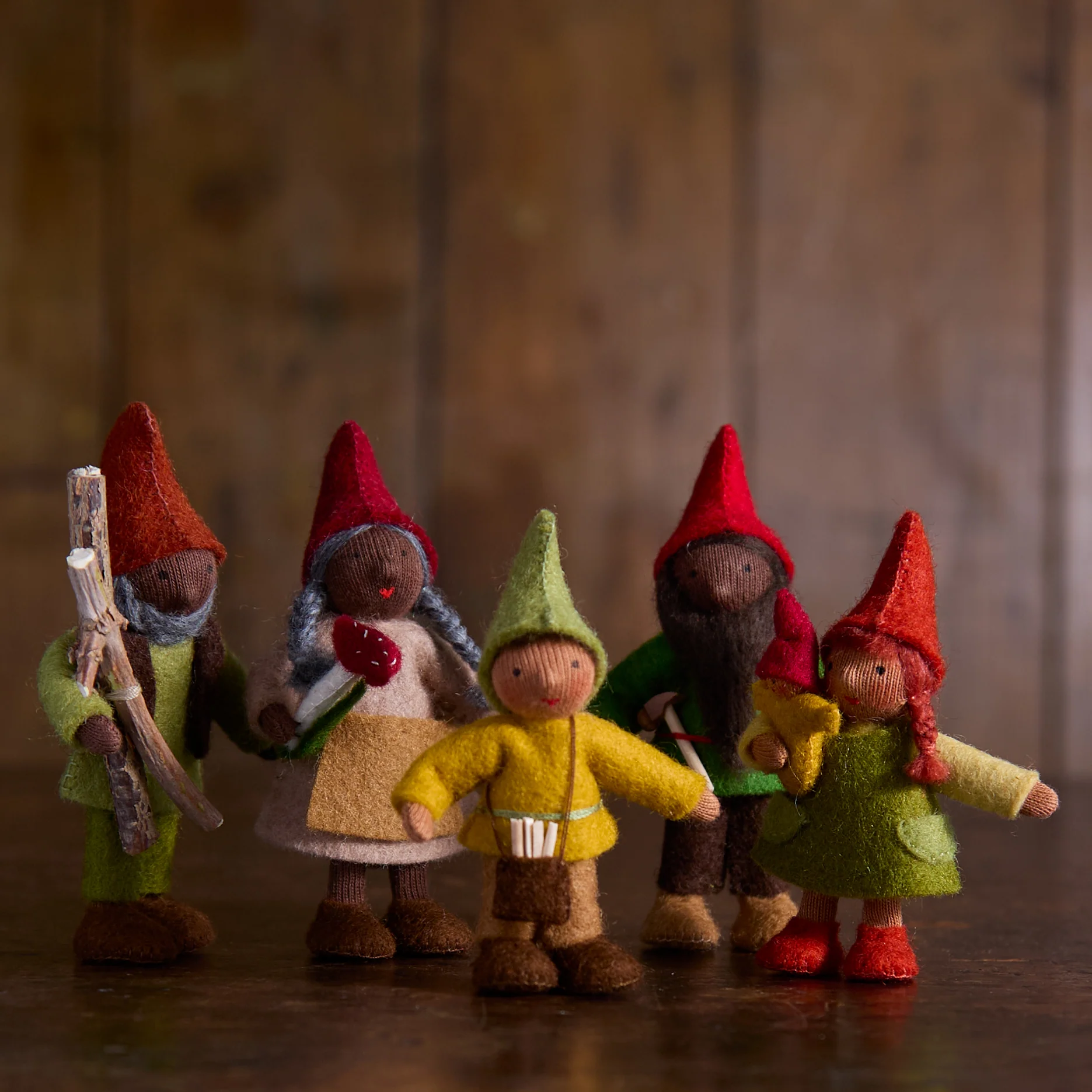 Handmade Wool Autumn Gnome Boy - Brown - Image 3