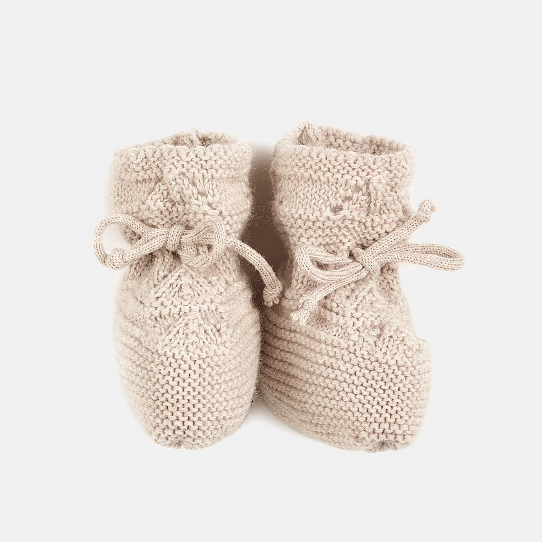 Baby Merino Wool Tie Booties - Natural - Image 2