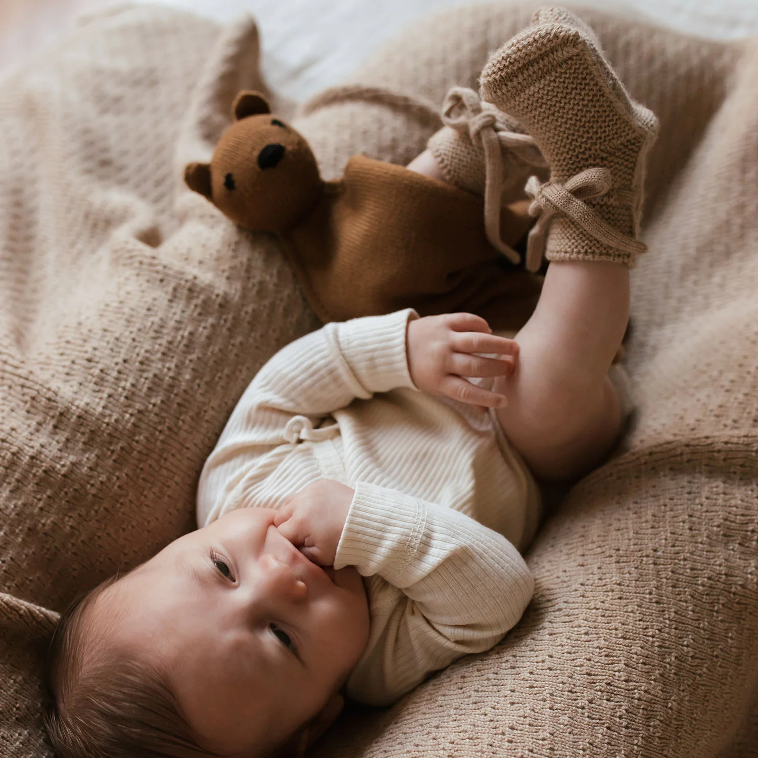 Merino Wool Dora Blanket/Swaddle - Sand - Image 7
