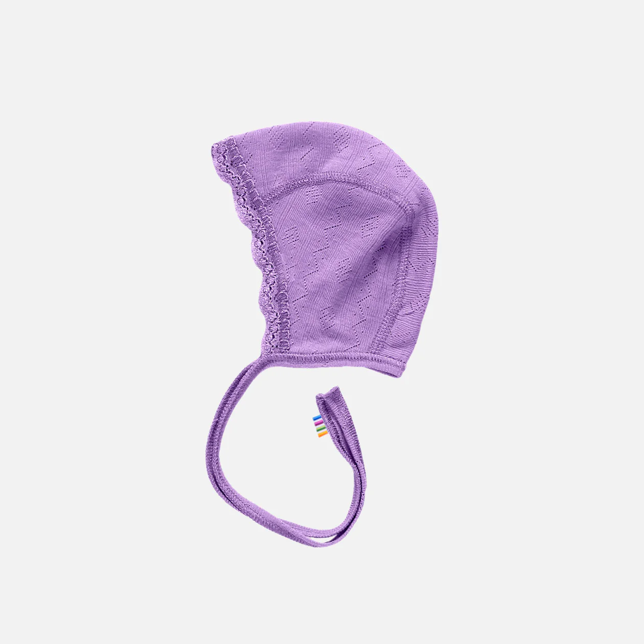 Baby Merino Wool/Silk Lace Bonnet - Lilac - Image 2