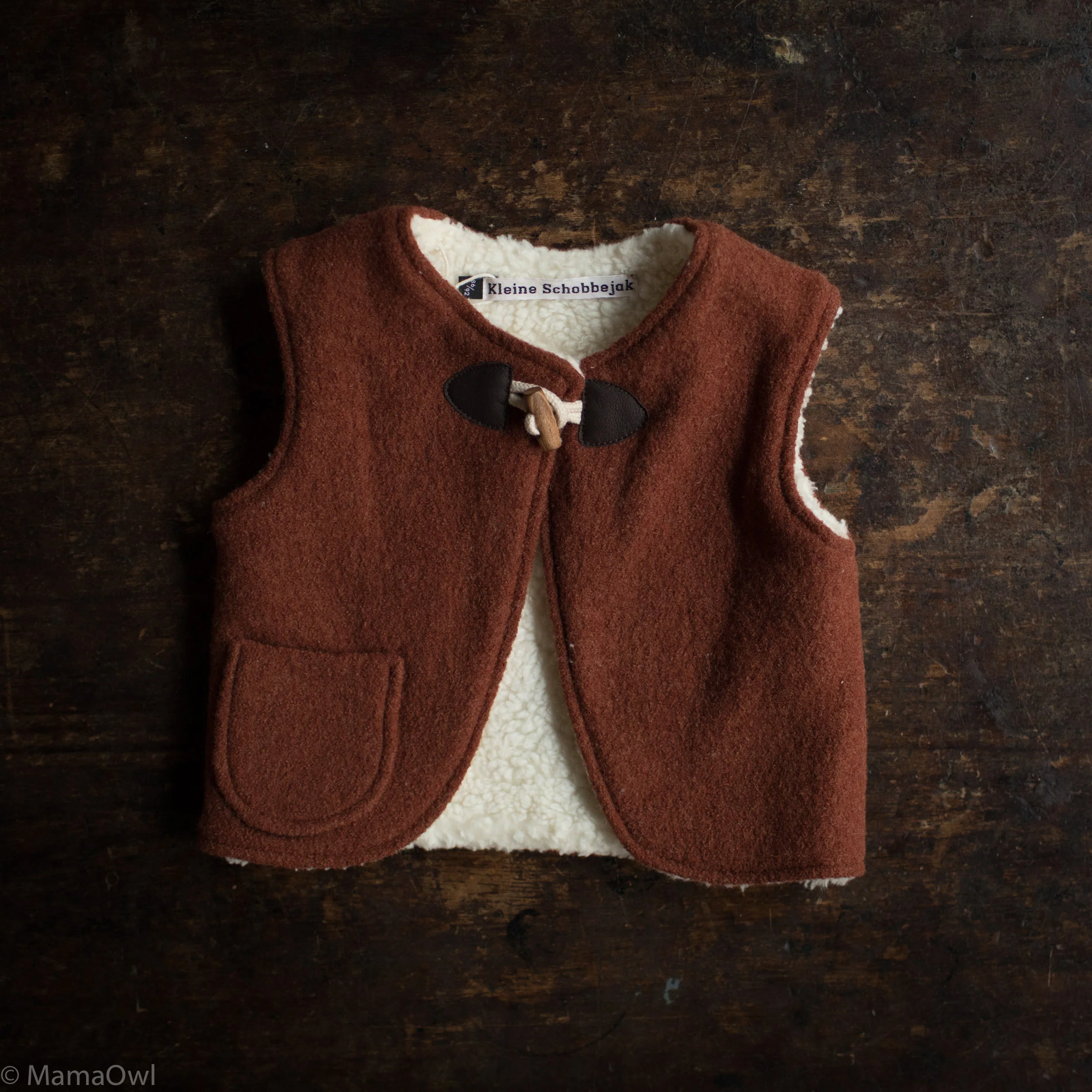 Wool/Cotton Sherpa Vest - Terracotta - Image 2