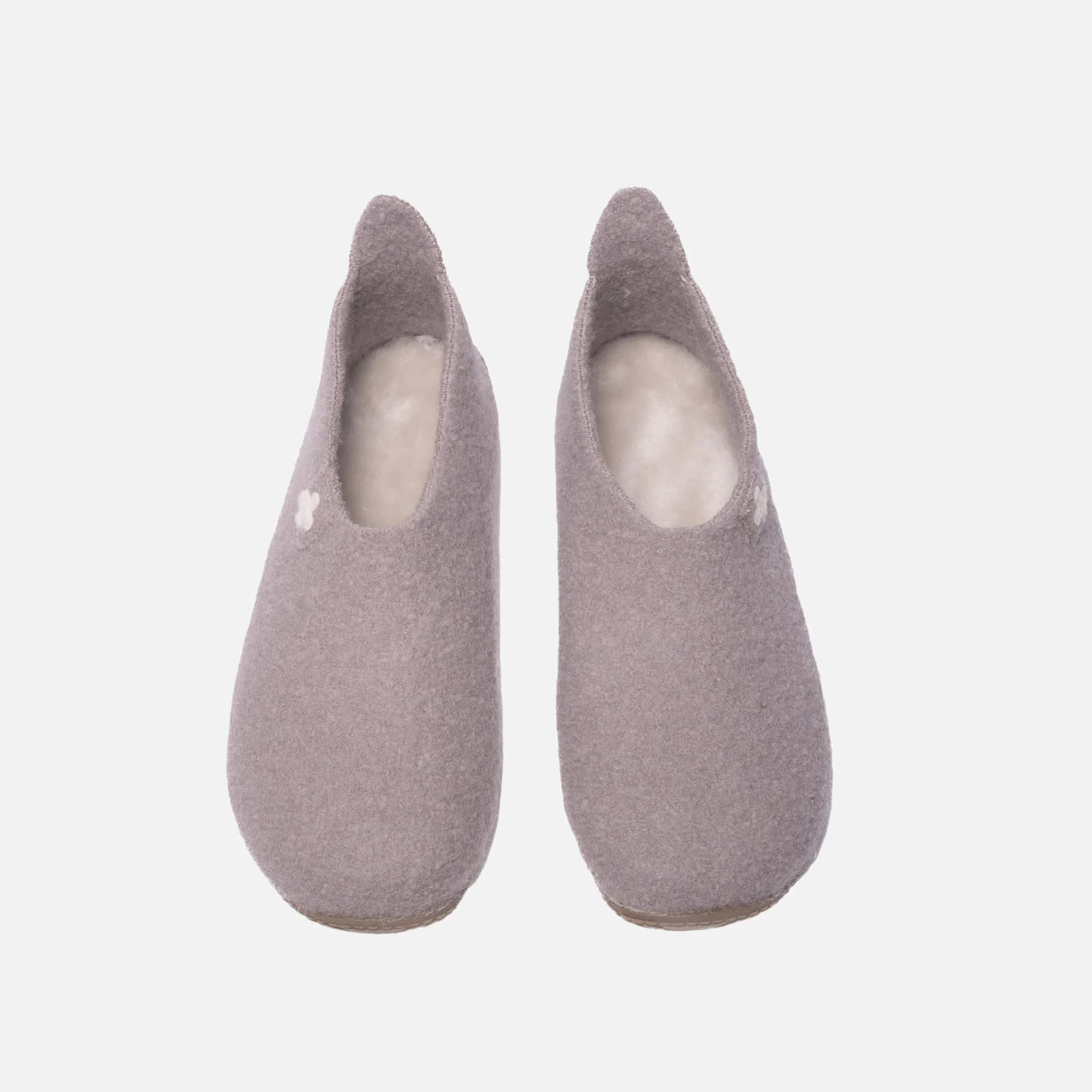 Adult’s Boiled Wool Swiss Cross Slipper Shoe - Clay - Image 2