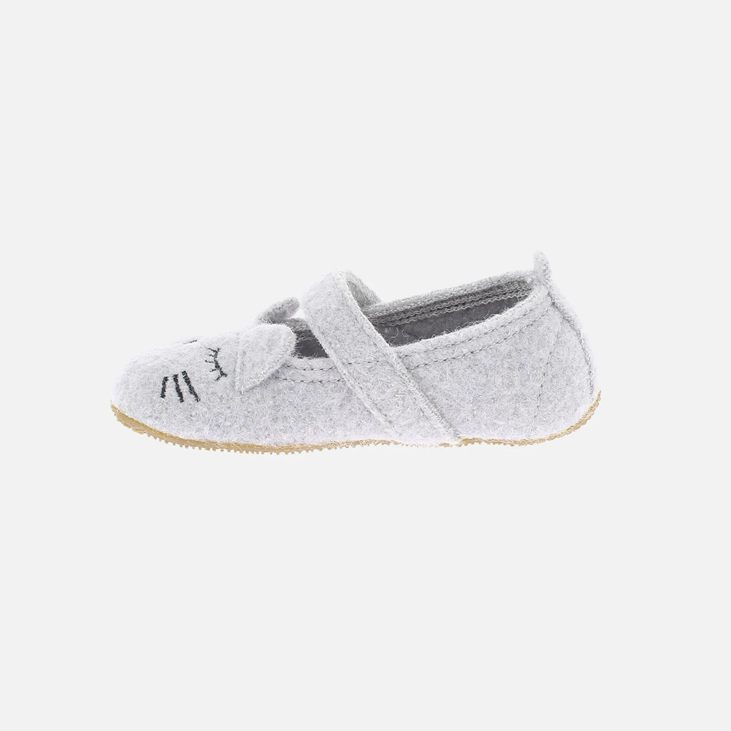 Boiled Wool Ballerina Slipper Shoe - Light Grey Kitten - Image 3