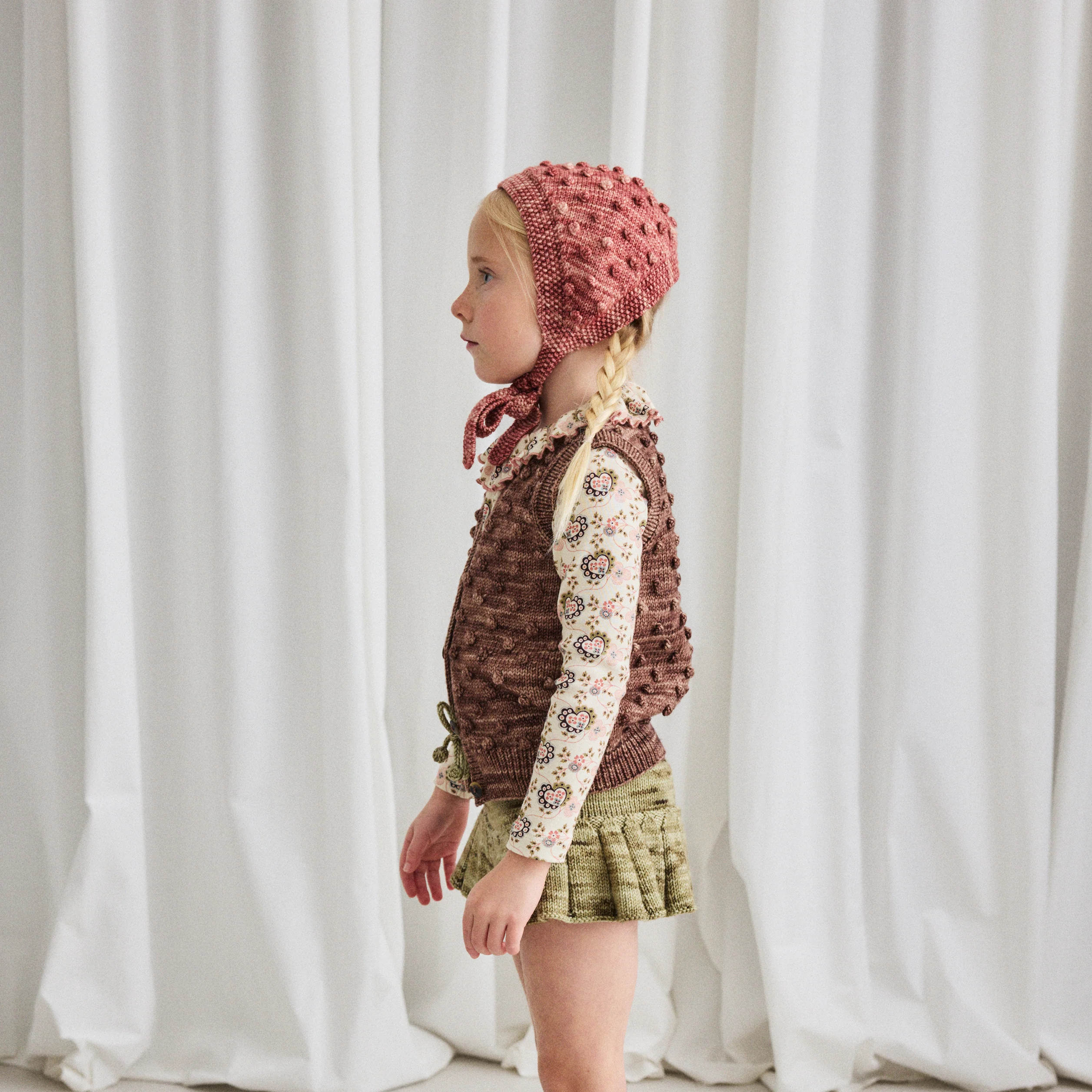 Handknit Merino Wool Augie Popcorn Vest - Affogato - Image 3