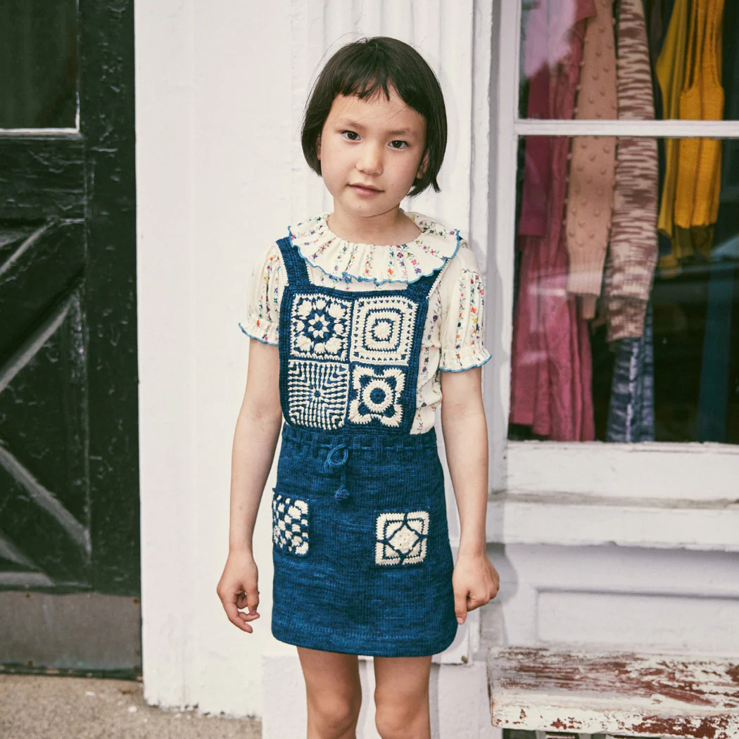 Hand Crochet Pima Cotton Afghan Pinafore - Celestial - Image 4
