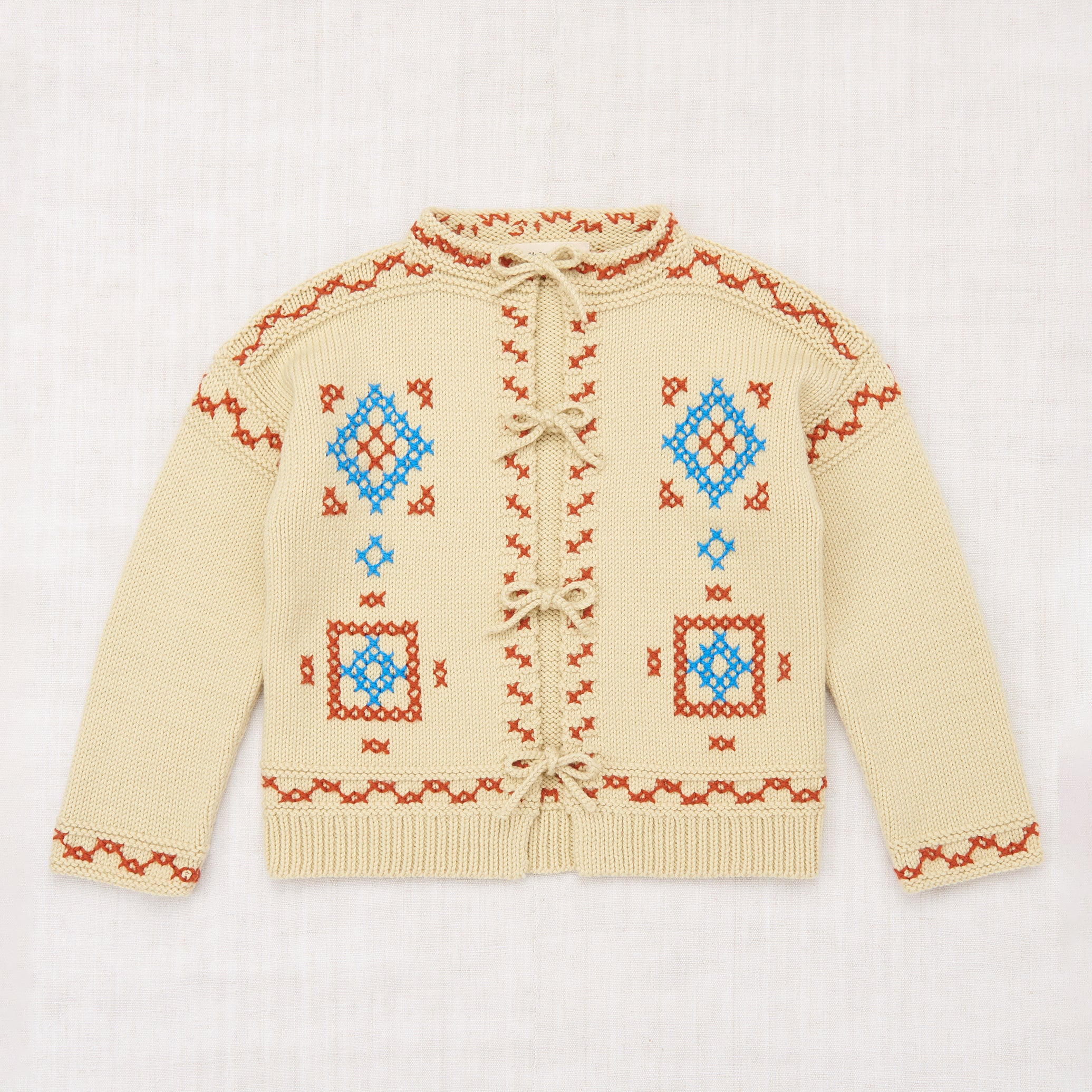 Merino Wool Cross Stitch Bjorn Cardigan - Raffia - Image 2