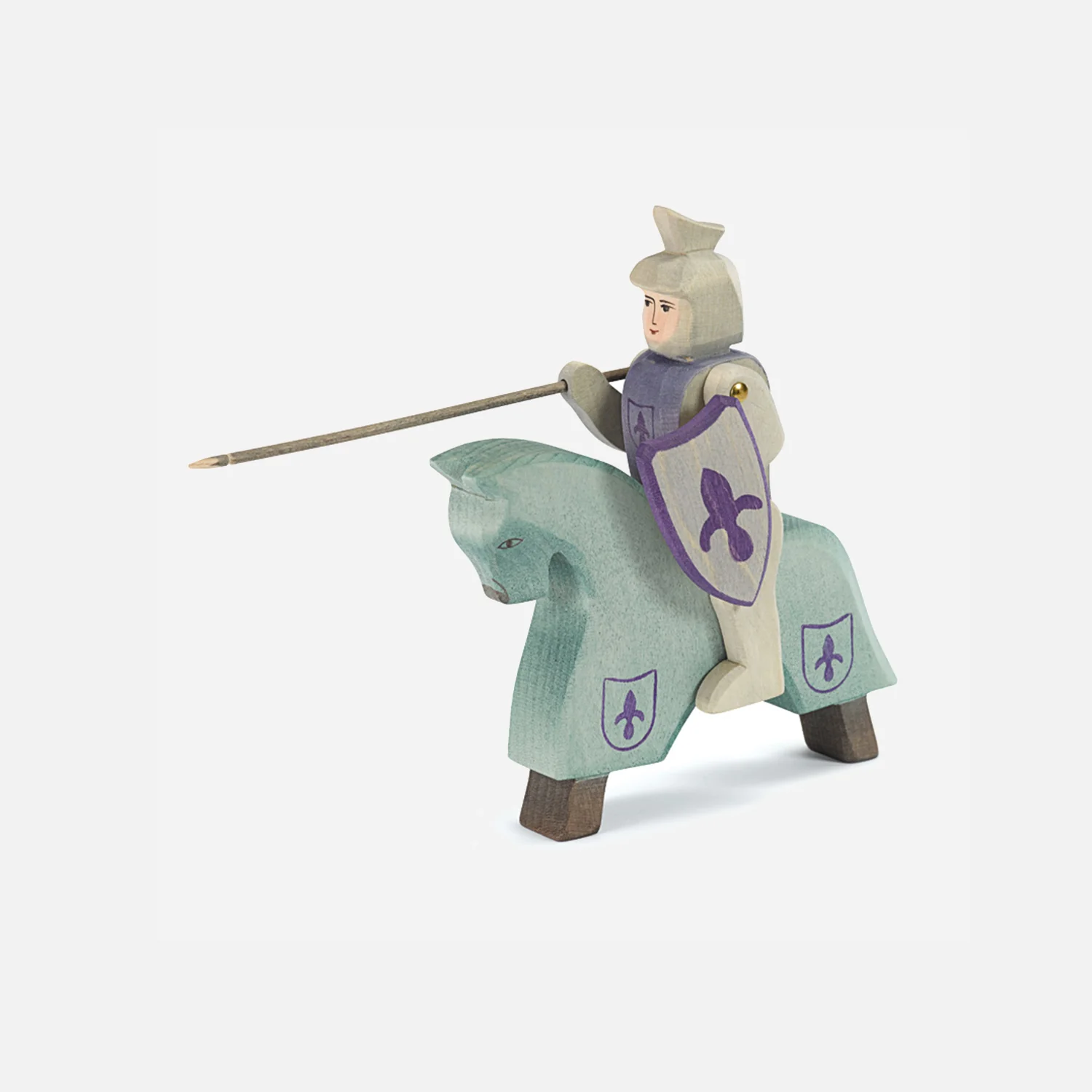 Handcrafted Wooden Riding Knight - Blue - Image 4