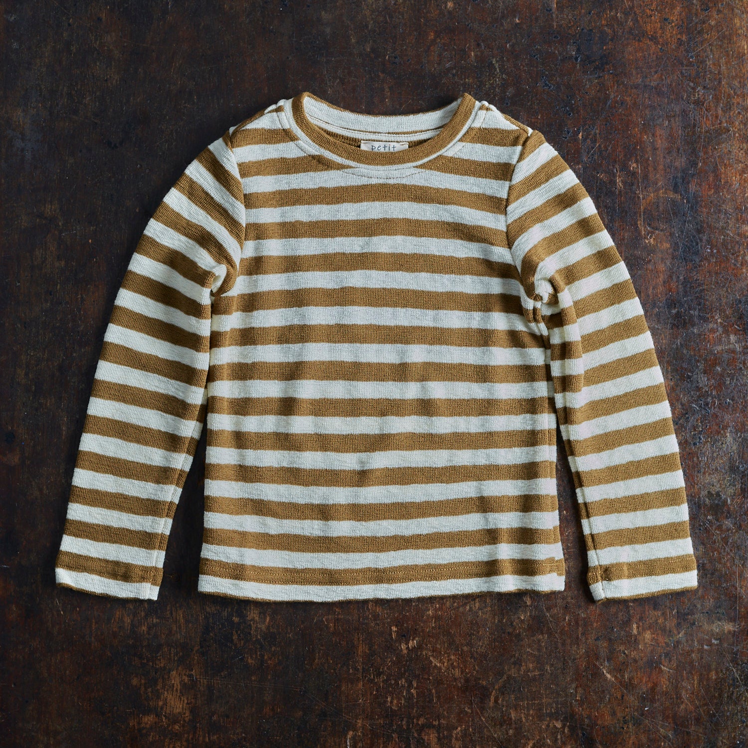 Merino Wool Crepe Top - Natural/Bronze Stripe - Image 2