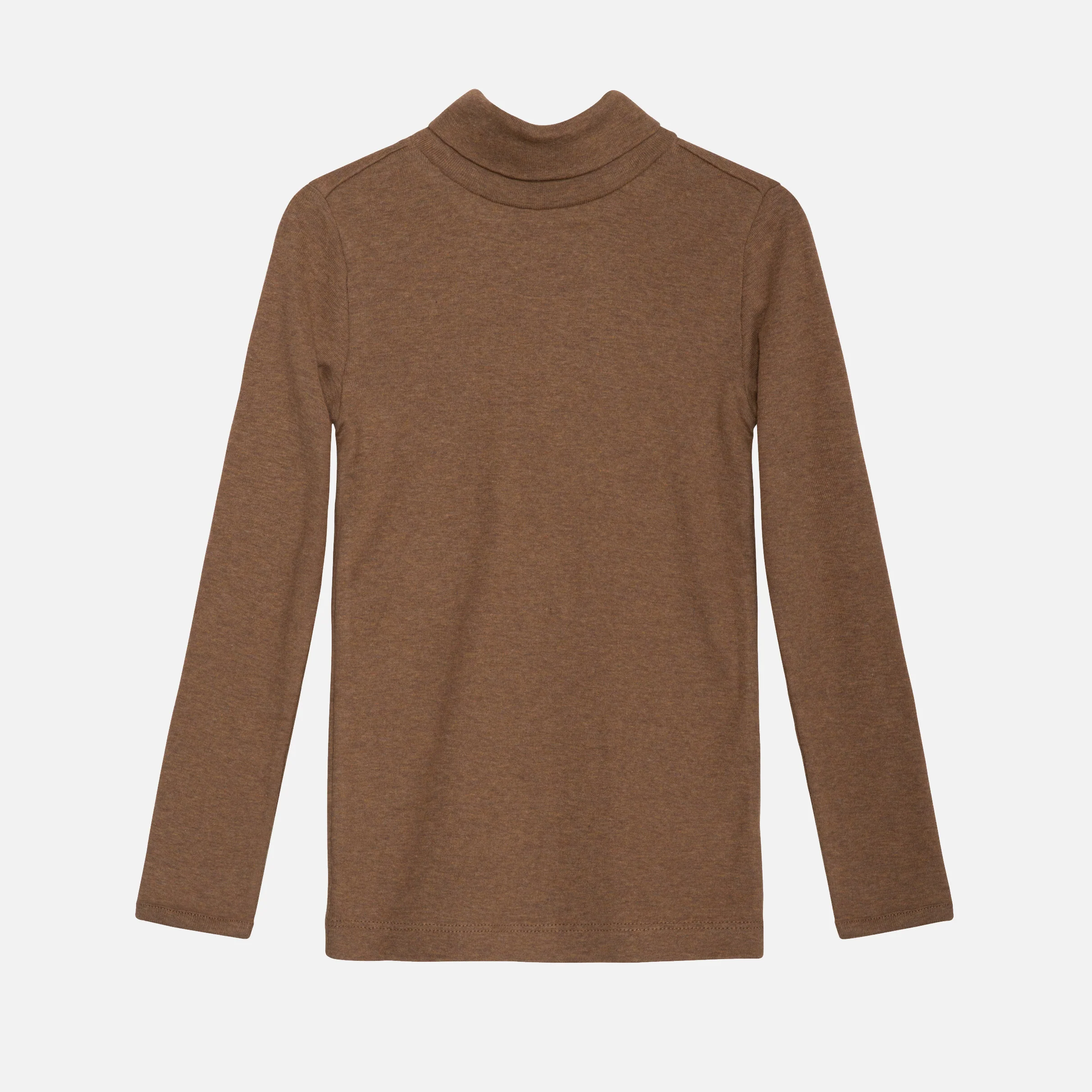 Cotton Turtleneck Top - Almond Melange - Image 2