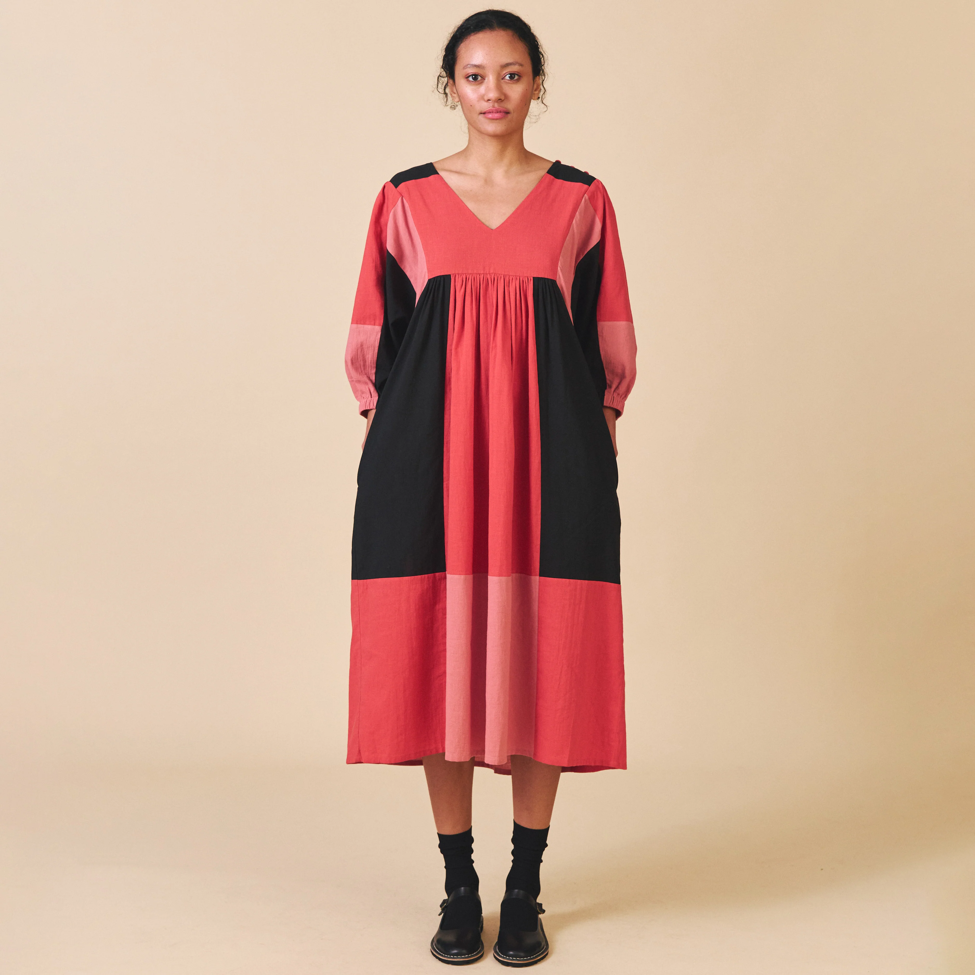 Women's Cotton/Linen Dotty Dress - Mix - Image 7