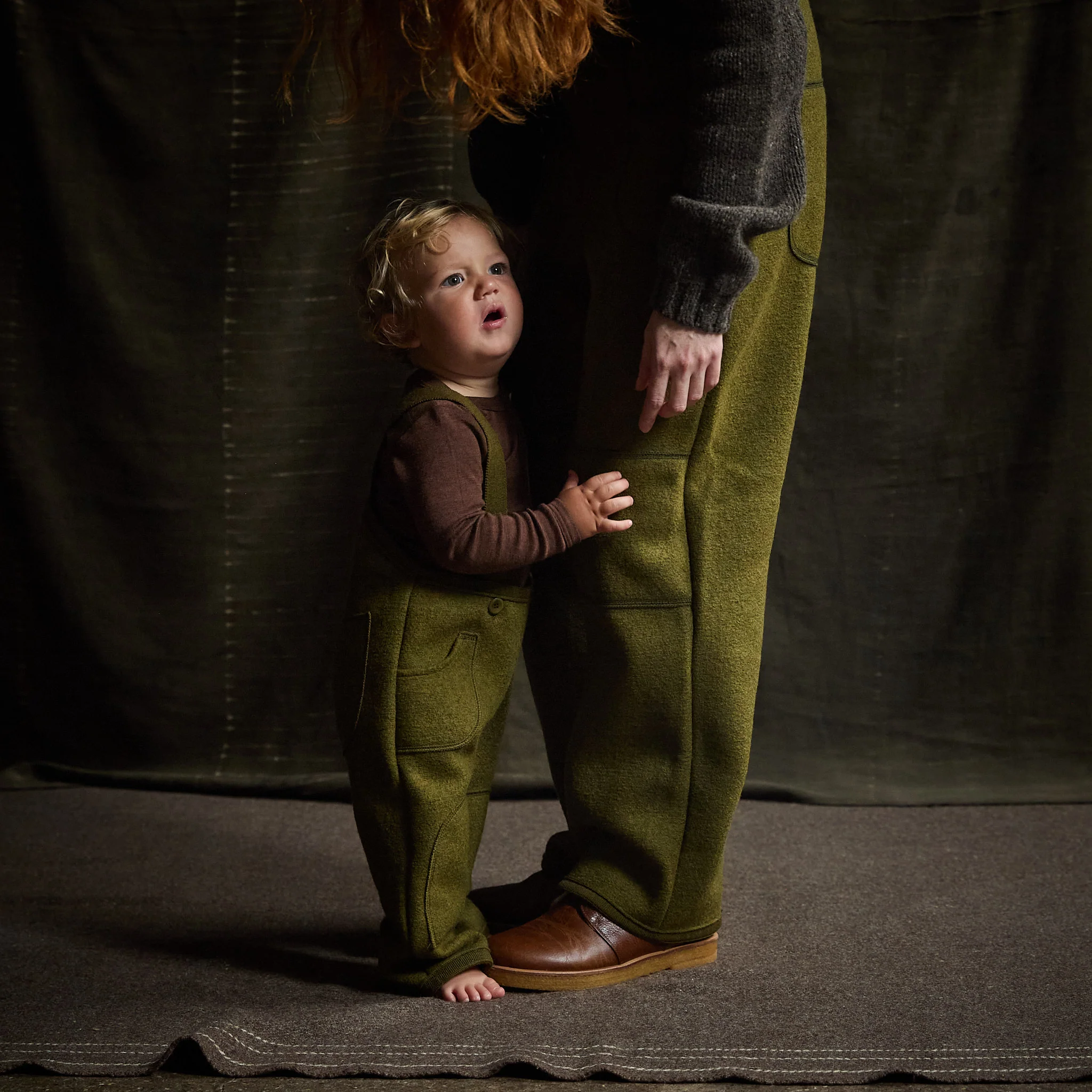 Baby & Kids Pocket Dungarees - Boiled Merino Wool - Seaweed - Image 5