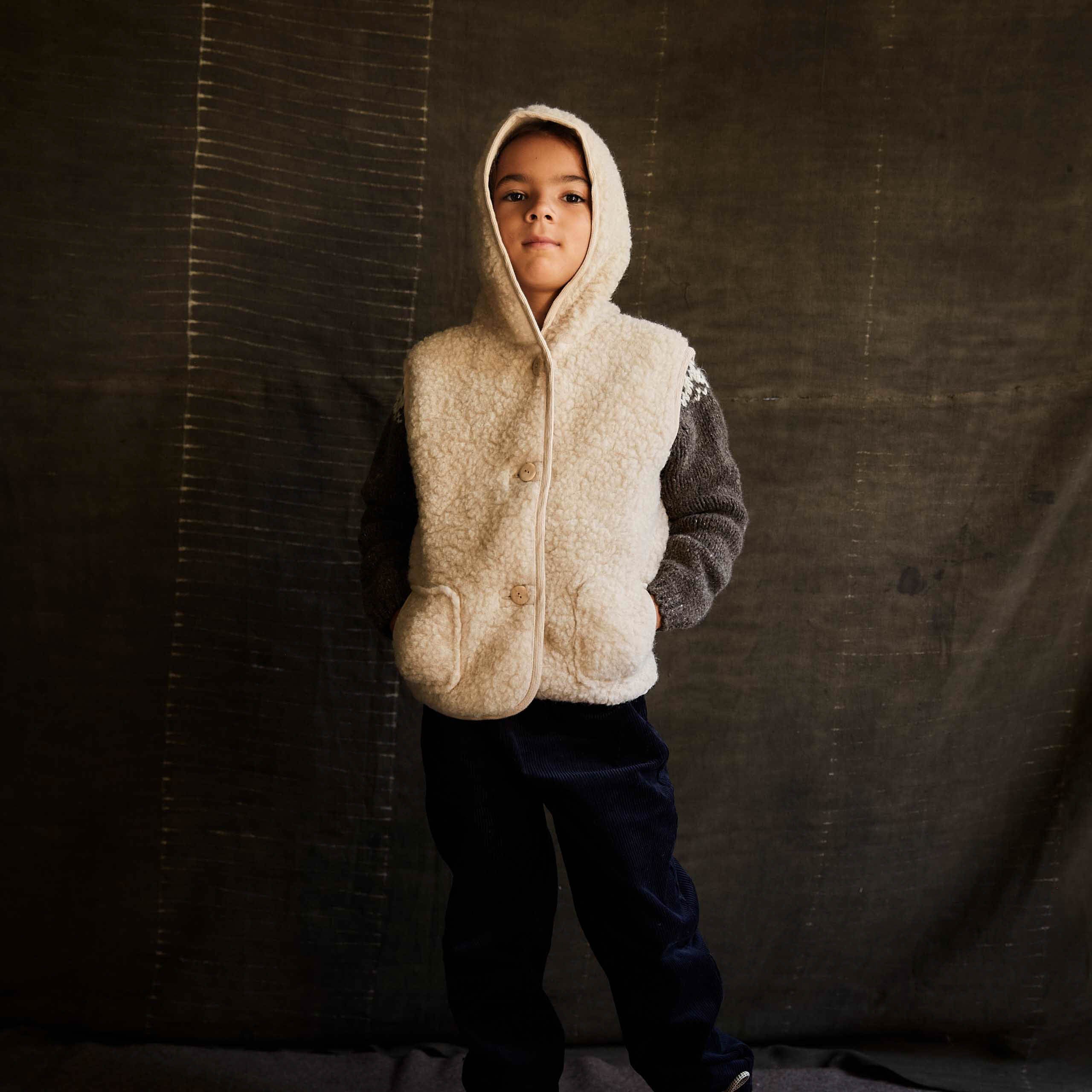 Badger Vest - Wool Teddy Fleece - Oatmeal - Image 4