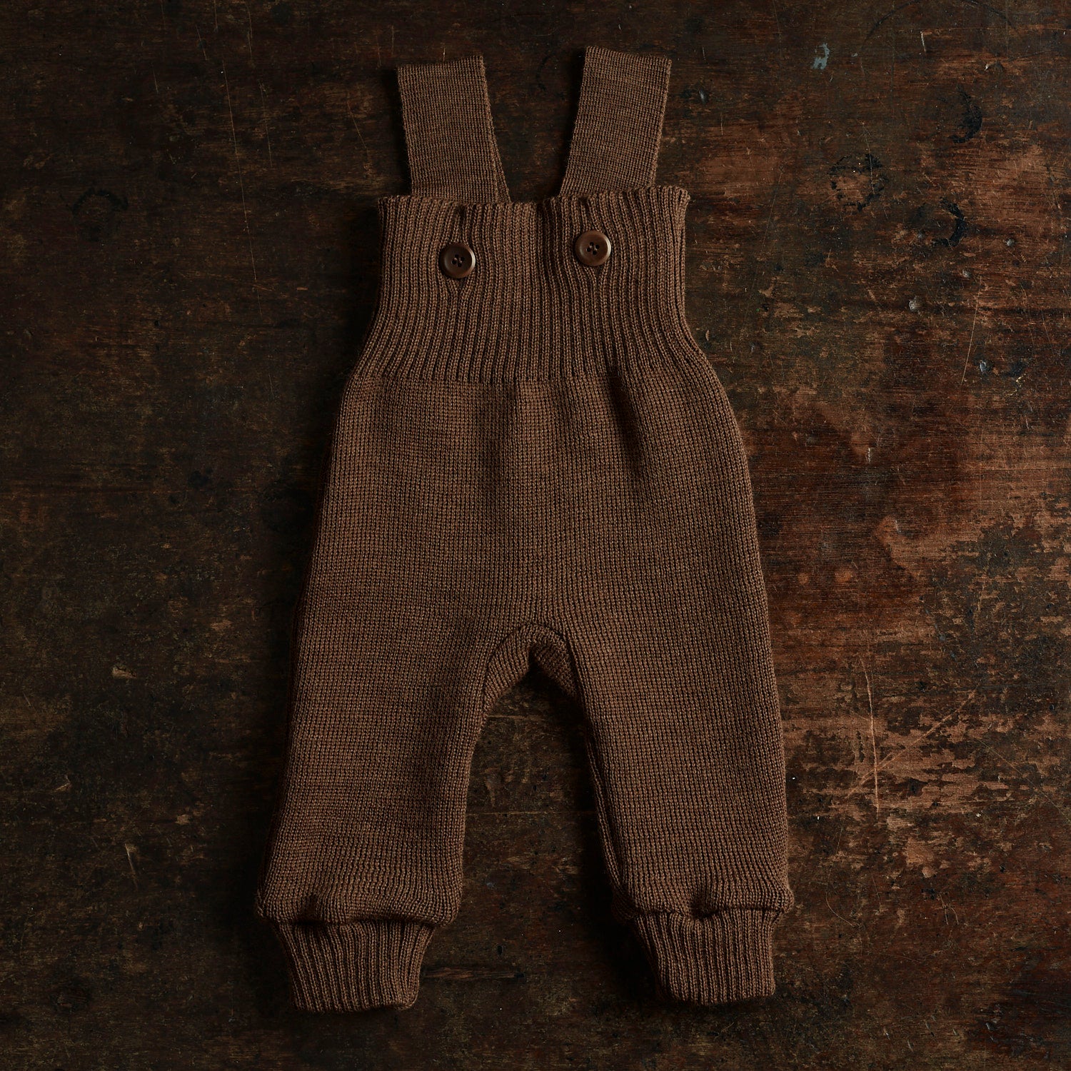 Baby Merino Wool Dungarees - Hazelnut - Image 2