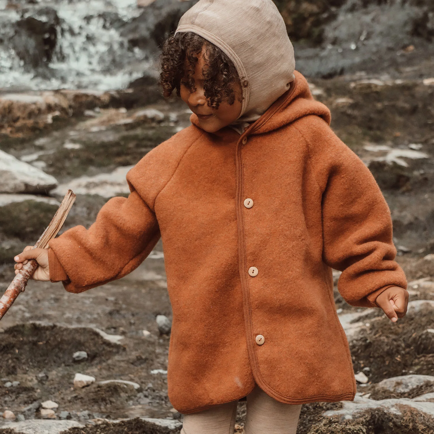 Tinker Baby & Kids Jacket - Merino Wool Fleece - Deep Rust - Image 10