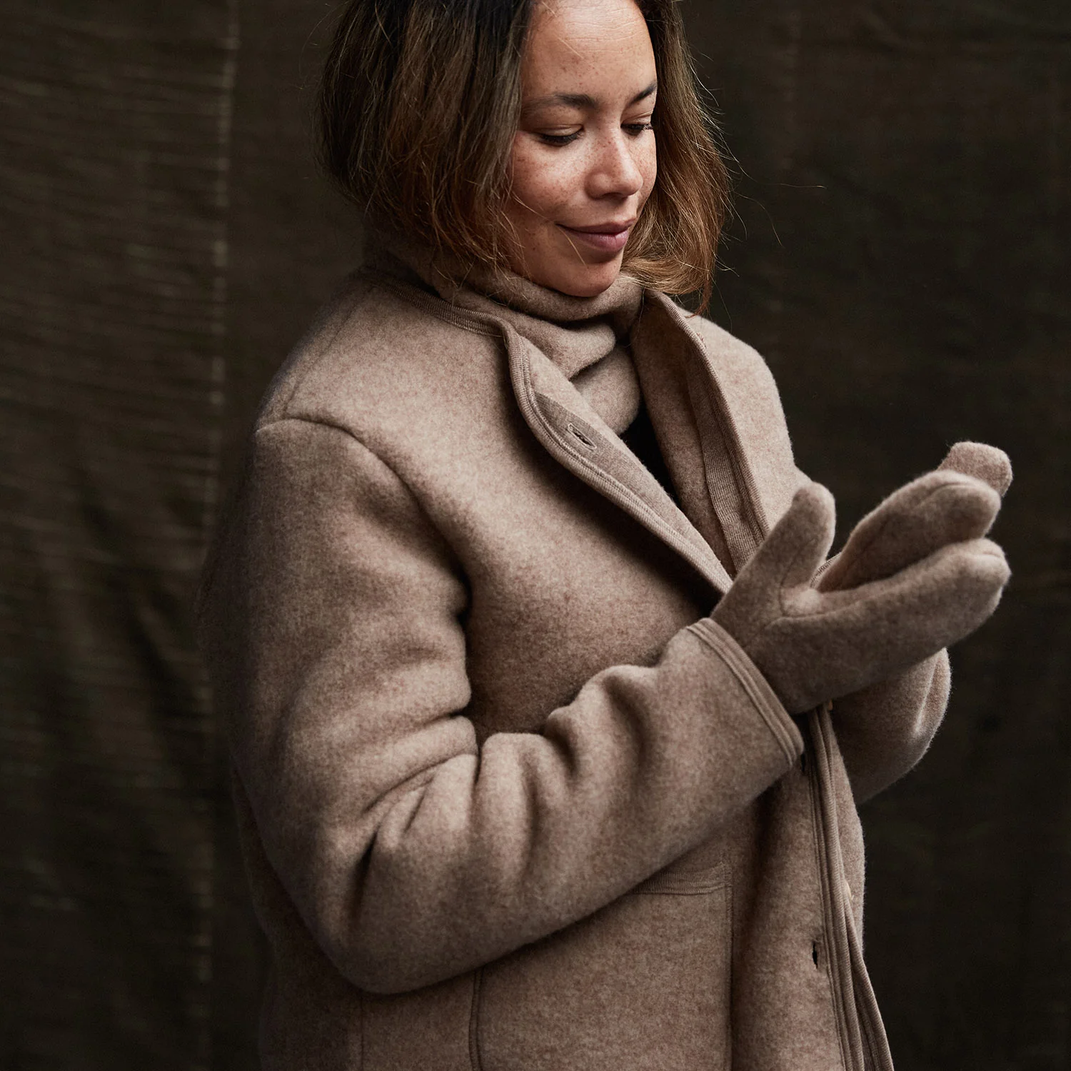 Harrier Womens Jacket - Merino Wool Fleece - Driftwood - Image 8