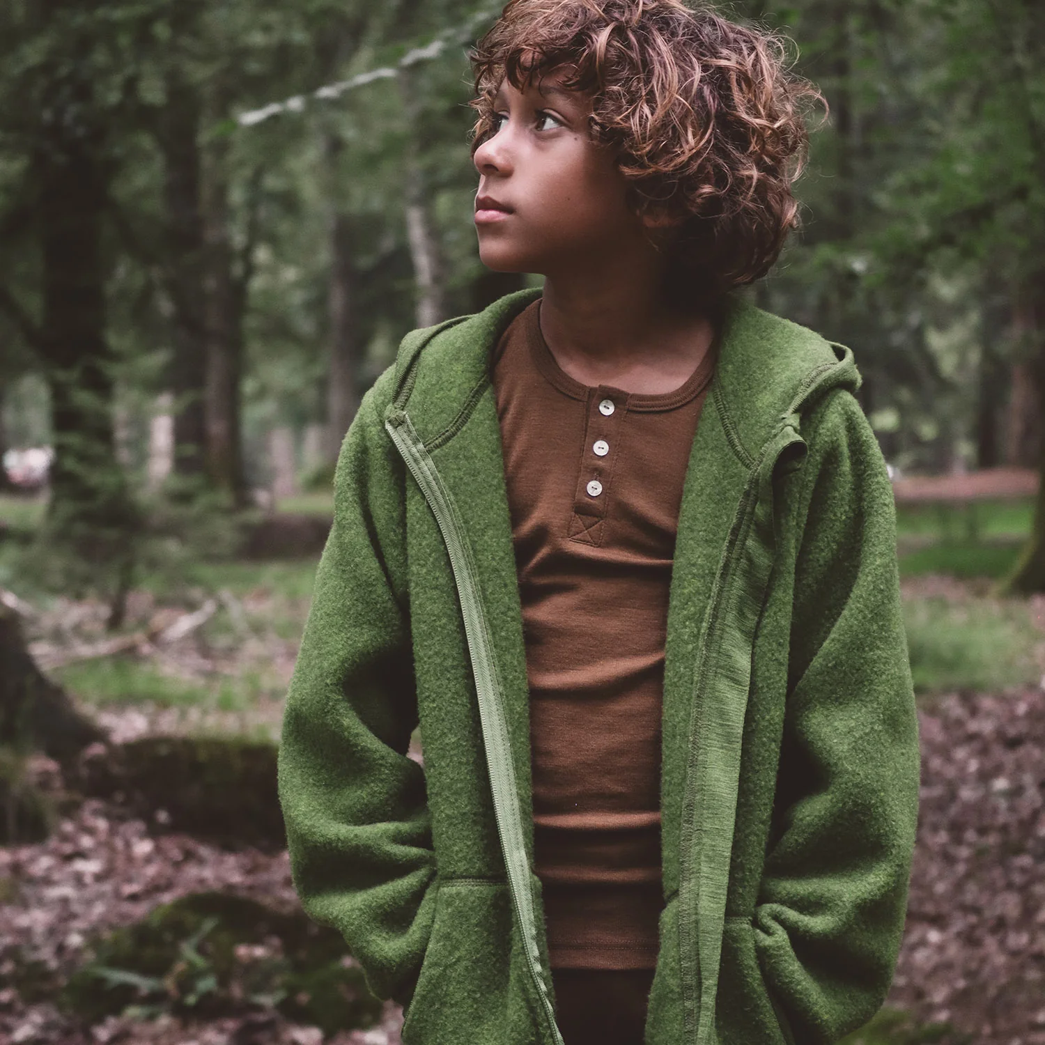 Hawk Jacket - Merino Wool Fleece - Forest - Image 6
