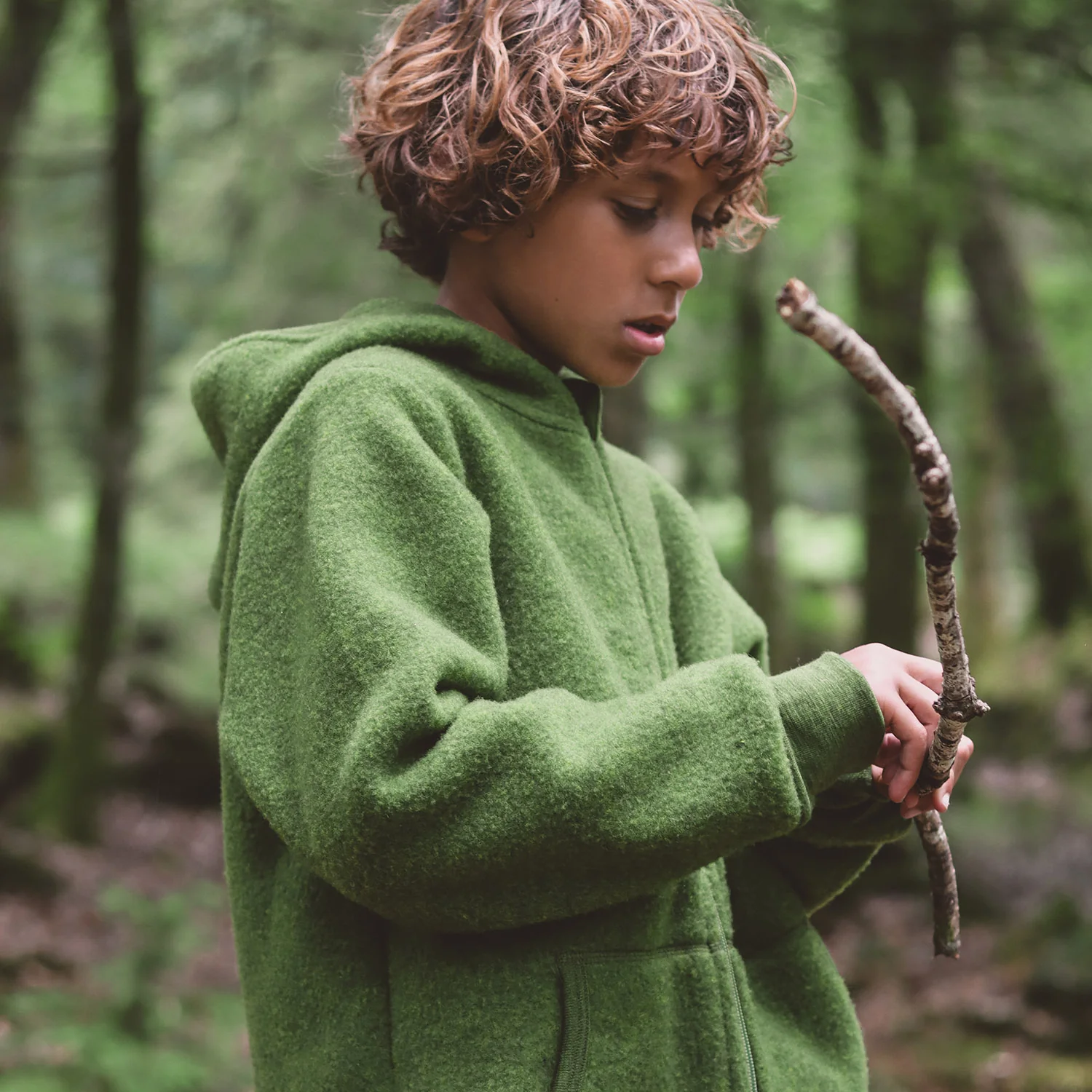 Hawk Jacket - Merino Wool Fleece - Forest - Image 9