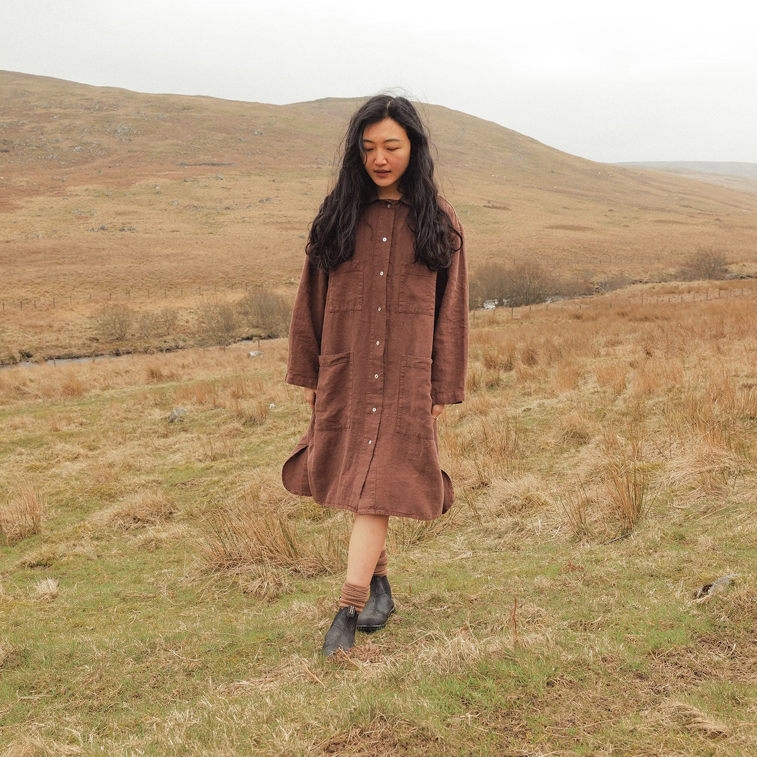Oak Women's Dress - Linen - Squirrel - Image 5