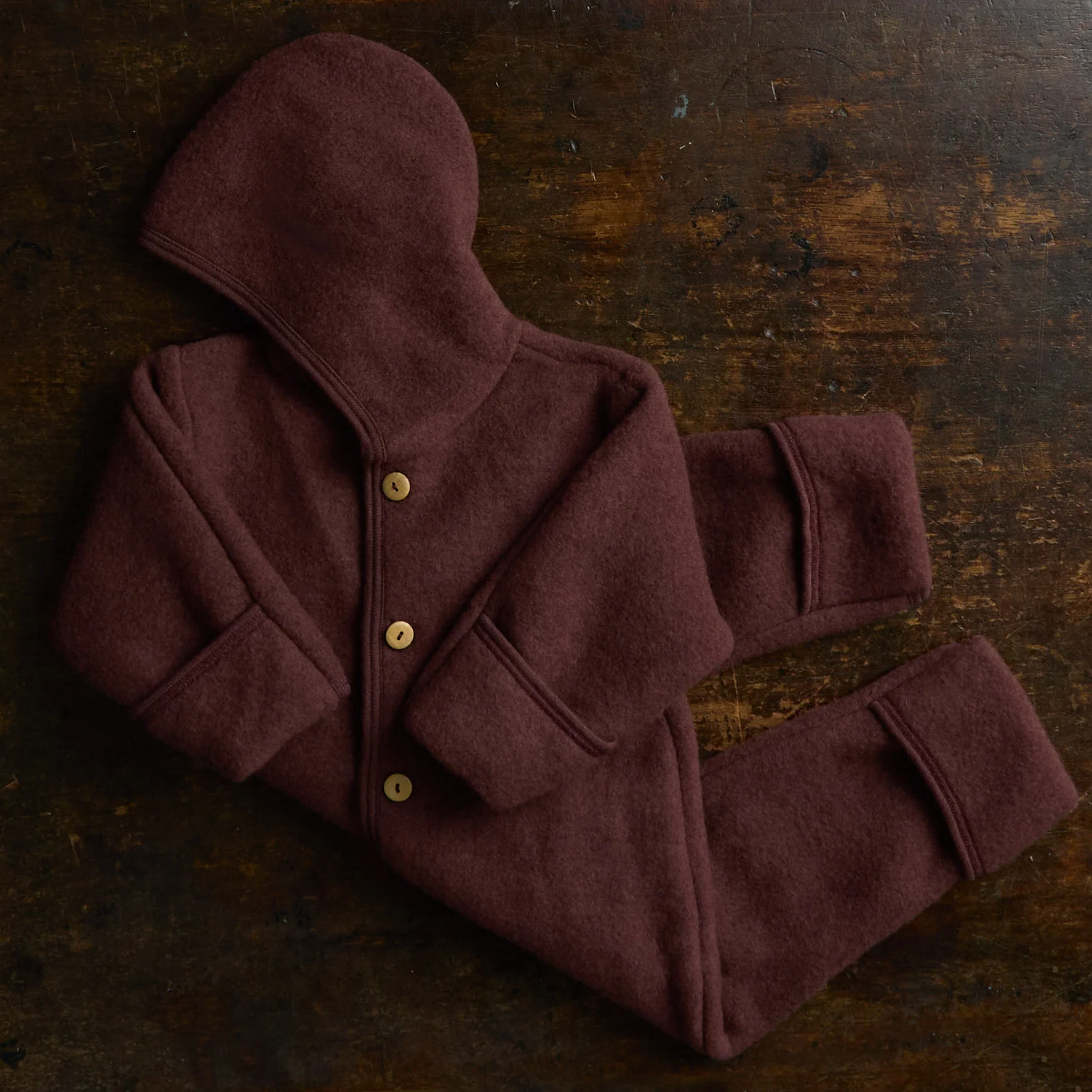 Pipit Baby Suit - Merino Wool Fleece - Fig - Image 5