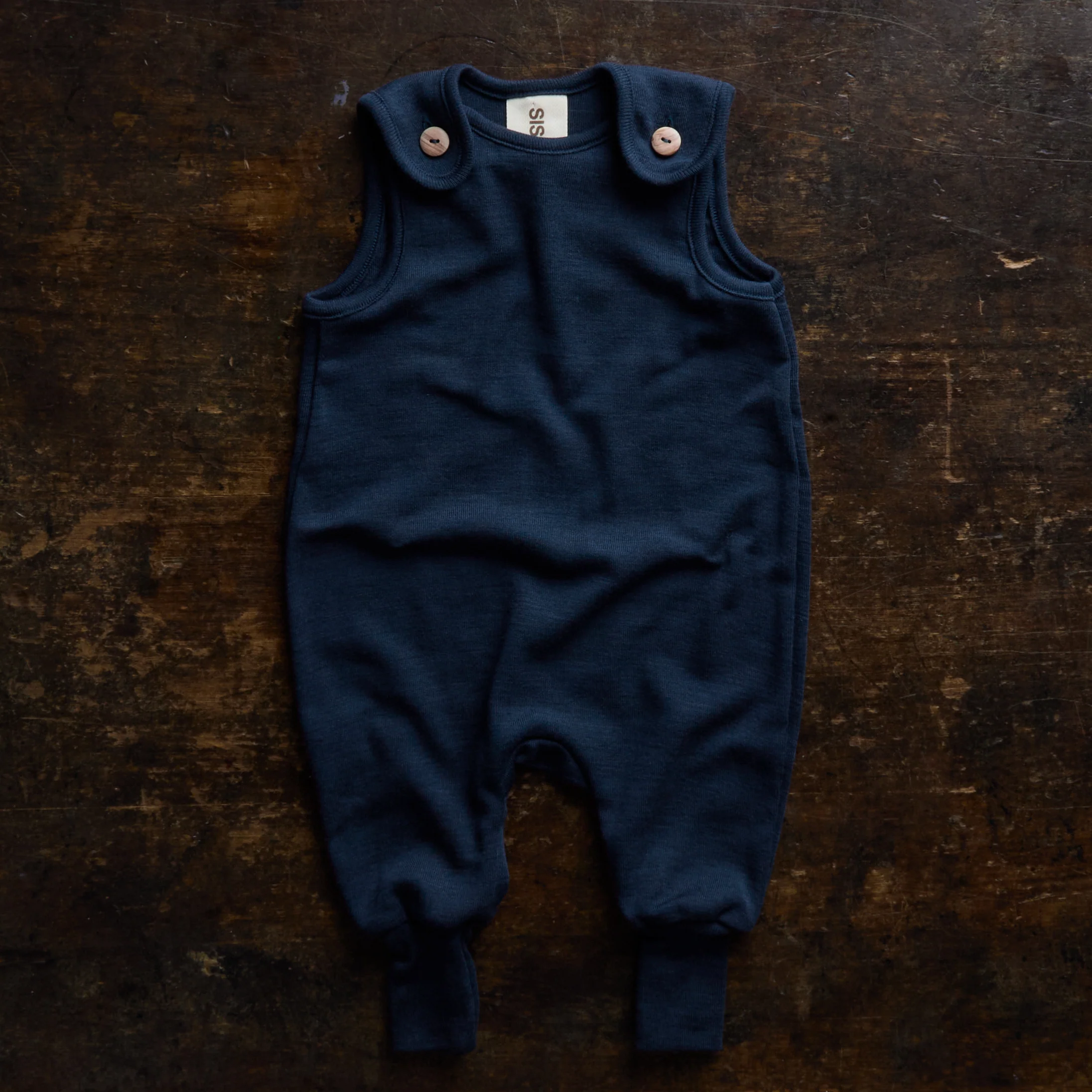 Ruff Baby Romper - Merino Wool & Silk - Night Ocean - Image 2