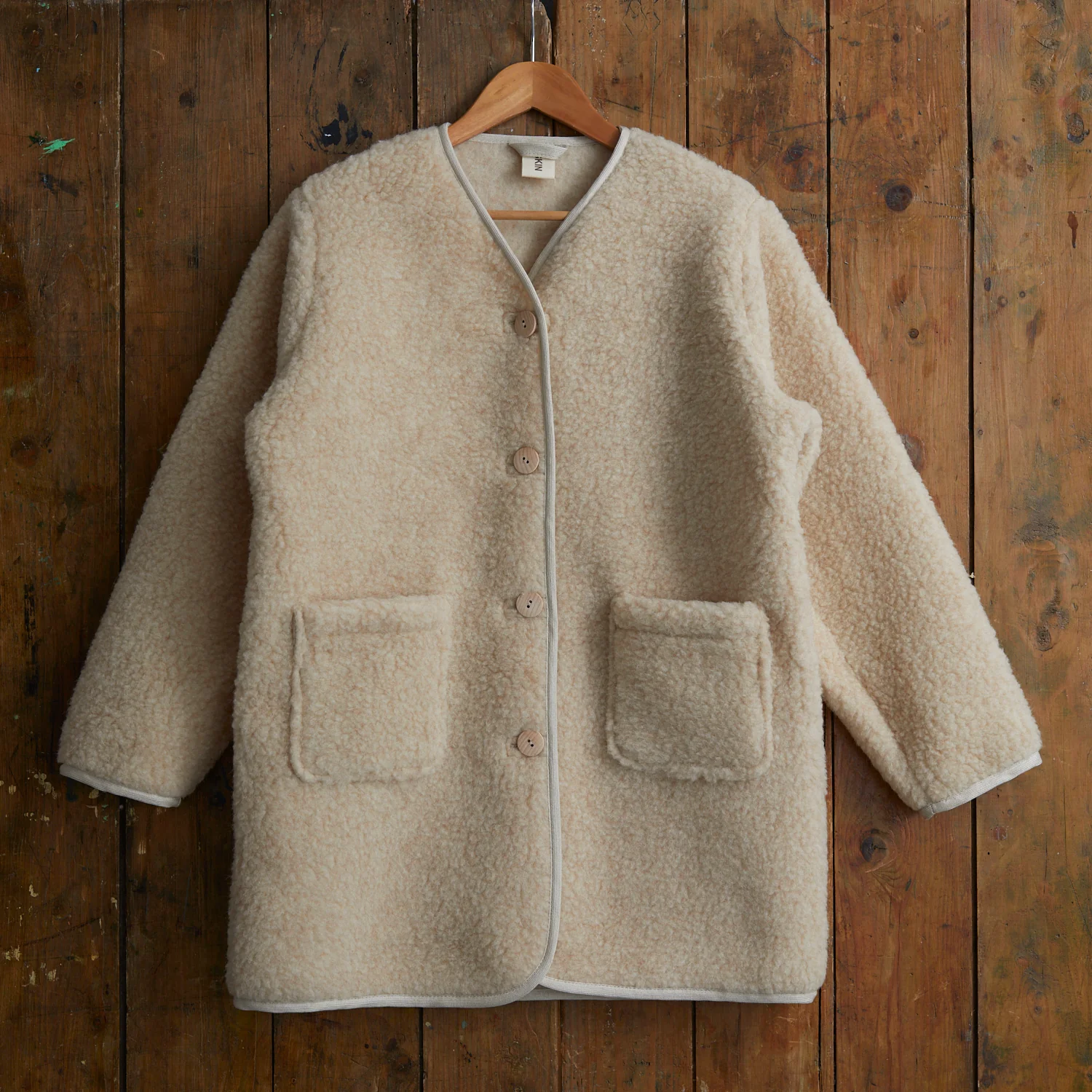Womens Sika Coat - Wool Teddy Fleece - Oatmeal - Image 4