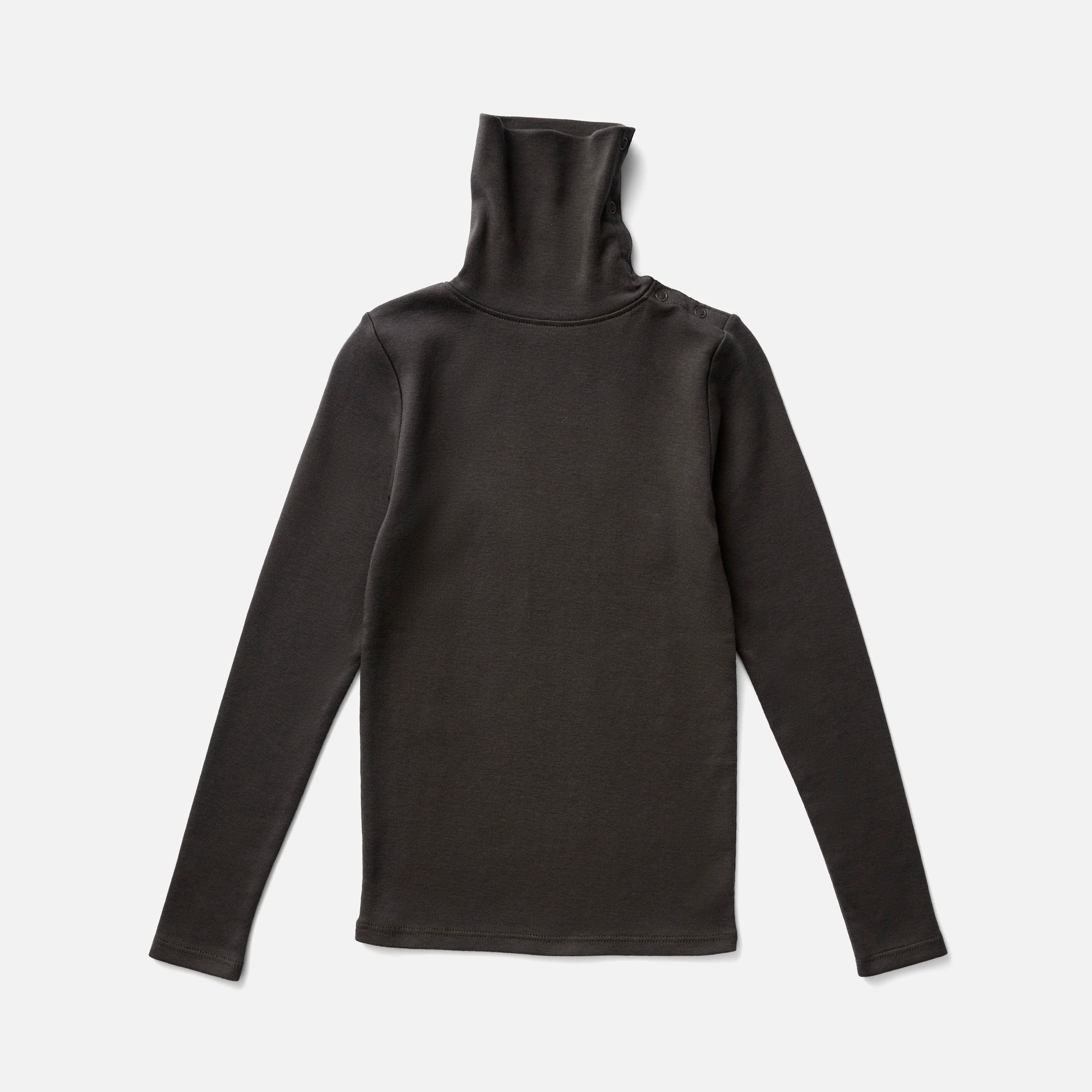 Pima Cotton Snap Turtleneck - Shale - Image 3