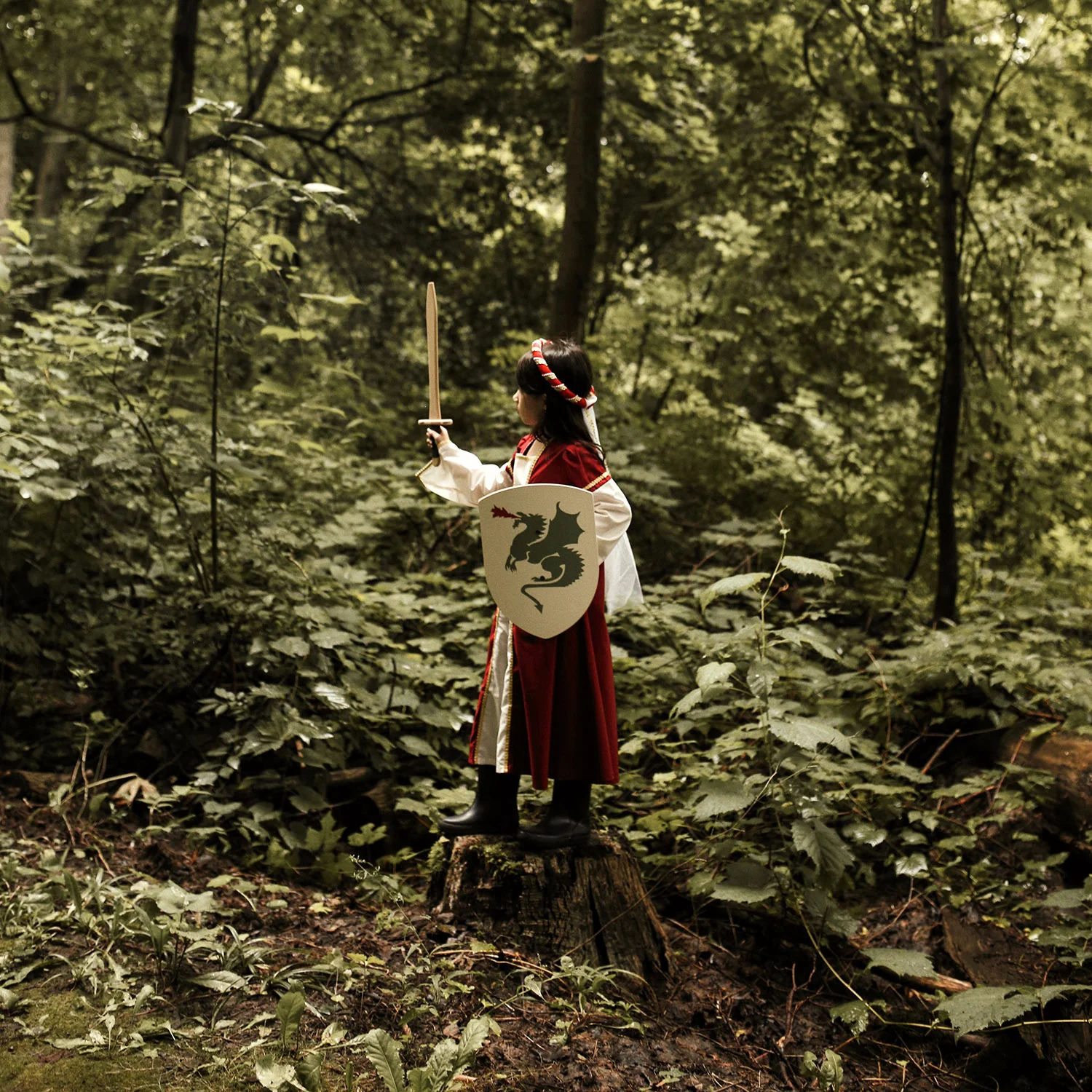 Cotton Medieval Dress - Red - Image 5