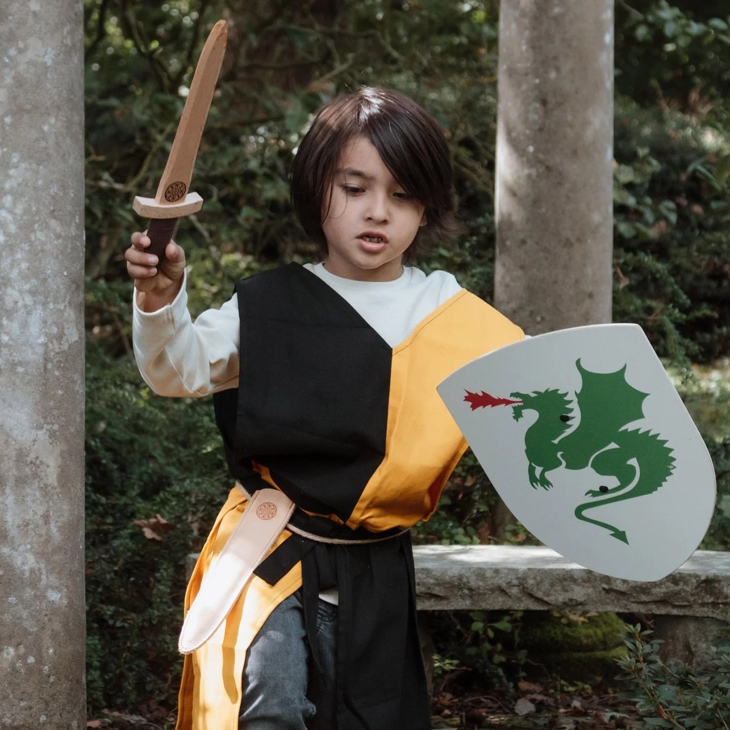 Wooden Small Curved Dragon Shield - White - Image 8